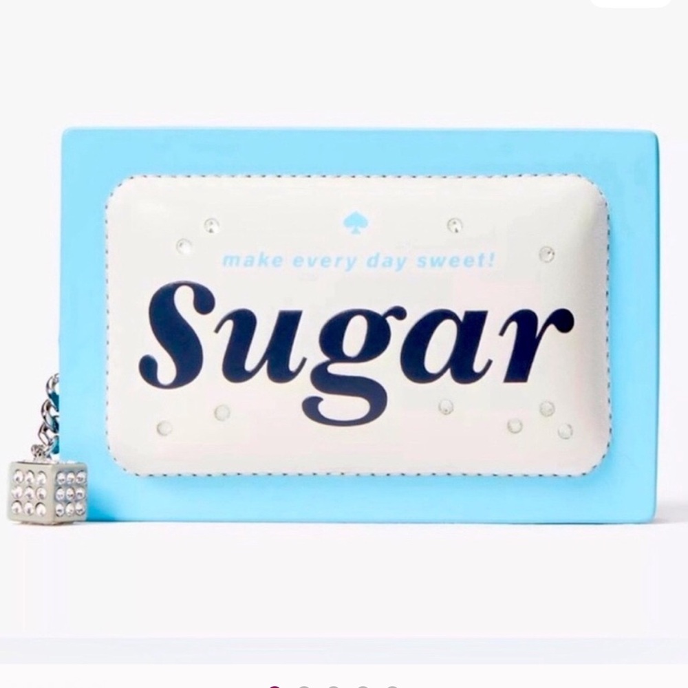 Kate Spade ♠️ Sugar card holder. Coffee break. Clear stones. Sugar cube!